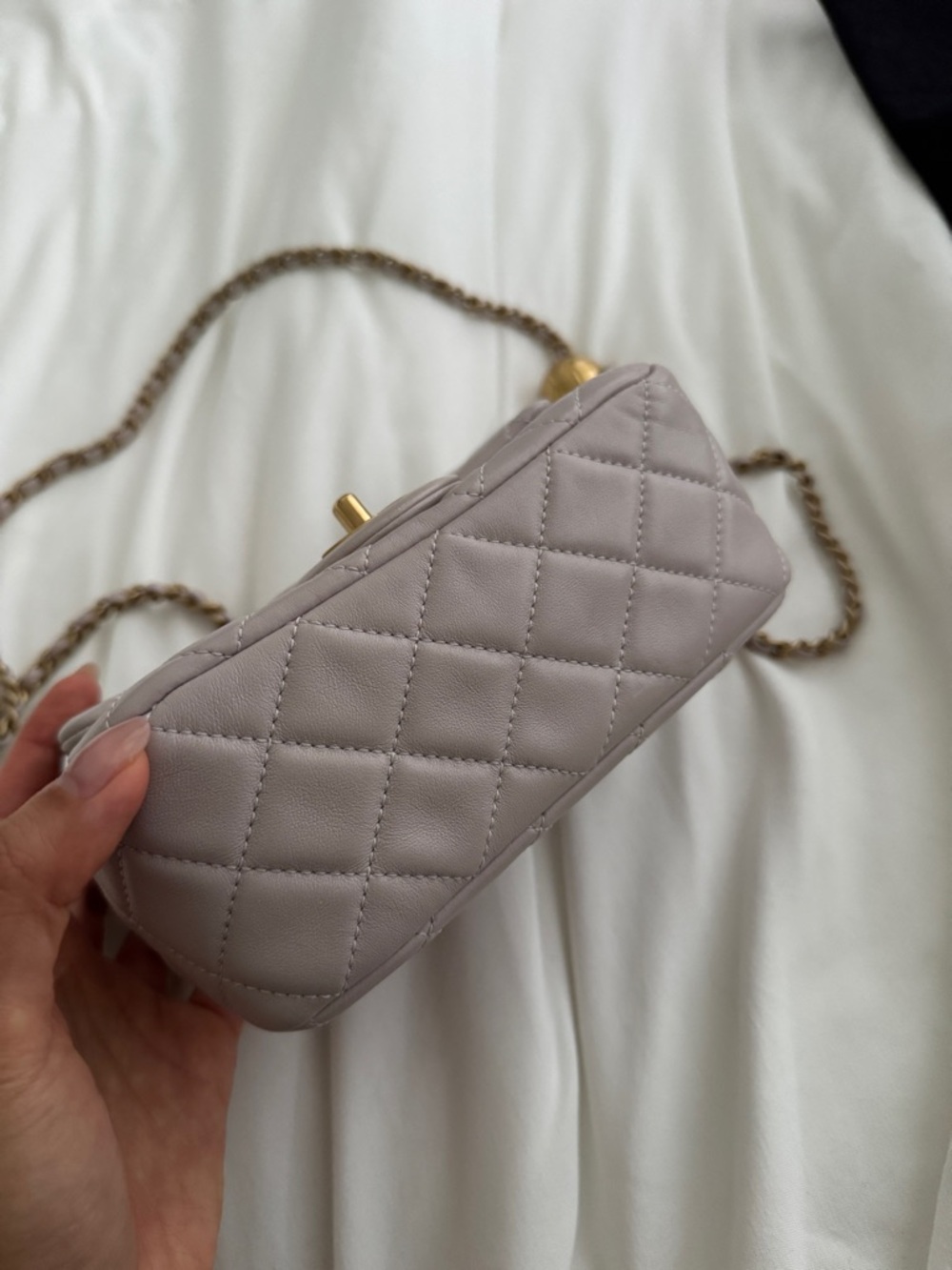 CHANEL Mini Square Pearl Crush Flap Bag in Light Purple with Gold Hardware - Picture 5 of 14